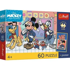 Disney Myszka Miki i przyjaciele - premiumowe pluszowe puzzle dla dzieci, 60 elementów, z plakatem - Trefl