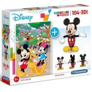 Disney: Puzzle 104 elementów z Myszką Miki + Model 3D Mickey - Clementoni