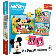 Disney: Puzzle i karty pamięciowe Mickey i Minnie 2 w 1 zestaw - Trefl