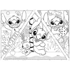 Disney Stitch 2 w 1 maxi puzzle 4x48 elementów i kolorowanka 35x25 cm - Lisciani zdjęcie 5