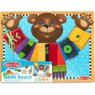 Drewniana tablica rozwijająca podstawowe umiejętności z misiem - zabawka edukacyjna - Melissa &amp; Doug