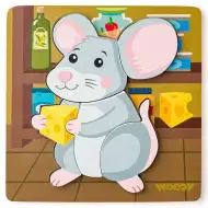 Drewniane puzzle dla dzieci z myszkami, 5 elementów – Woodyland