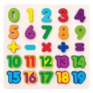 Drewniane puzzle w kształcie liczb, 25 elementów - Woodyland