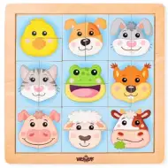 Drewniane puzzle z głowami zwierząt Montessori - Woodyland