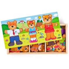 Drewniane puzzle z ubieranką rodziny misiów - Woodyland zdjęcie 2