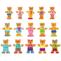 Drewniane puzzle z ubieranką rodziny misiów - Woodyland zdjęcie 3