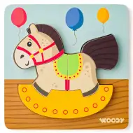 Drewniany koń na biegunach 5-częściowe puzzle dla dzieci - Woodyland