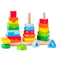 Drewniany zestaw do budowania wieży Montessori - Woodyland