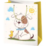 Duża ekskluzywna torba prezentowa z motywem przyjaźni psa i kurczaka 27x14x33cm