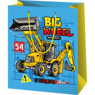 Duża torba prezentowa Big Wheel z motywem maszyn budowlanych 26x13x33 cm