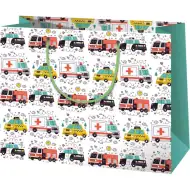 Duża torba prezentowa z motywem karetki, policji i straży pożarnej 33x26,7x13,7 cm