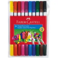 Dwustronne zmywalne flamastry kolorowe 10 sztuk - Faber-Castell