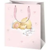 Ekskluzywna różowa torebka prezentowa z misiem Forever Friends 18x23x10 cm