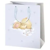 Ekskluzywna torba prezentowa Forever Friends z misiem, fioletowa, średnia, 18x23x10 cm