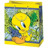 Ekskluzywna torba prezentowa średniej wielkości z motywem Tweety, 18x22,7x10 cm