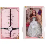 Elegancka lalka modowa z akcesoriami w białej sukience 30 cm
