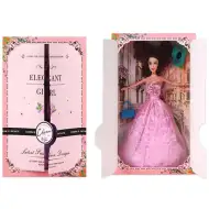 Elegancka lalka modowa z akcesoriami w różowej sukience 30 cm