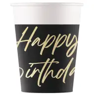 Elegancki zestaw papierowych kubków z napisem „Happy Birthday”, 8 sztuk, 200 ml