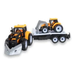 Engineering Truck: Zestaw dwuczęściowy z maszynami roboczymi z traktorem do przewozu bali i przyczepą. zdjęcie 2
