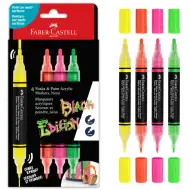 Faber-Castell: Black Edition Shake &amp; Paint dwustronny zestaw kolorowych markerów 3 mm i 1 mm, 4 sztuki