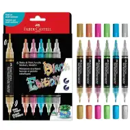 Faber-Castell: Black Edition Shake &amp; Paint dwustronny zestaw markerów metalicznych 6 sztuk, końcówki 3 mm i 1 mm