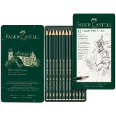 Faber-Castell: Castell 9000 ołówki grafitowe zestaw 12 sztuk w metalowym pudełku zdjęcie 2