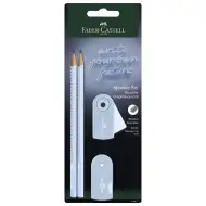 Faber-Castell: GRIP Sparkle zestaw 4 niebieskich ołówków grafitowych z gumką i temperówką