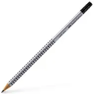 Faber-Castell: Ołówek grafitowy Grip z gumką HB srebrny