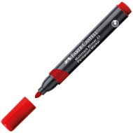 Faber-Castell: Permanentny marker czerwony, alkoholowy, z zaokrągloną końcówką
