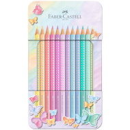 Faber-Castell: Zestaw 12 pastelowych kredek Sparkle w metalowym pudełku