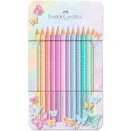 Faber-Castell: Zestaw 12 pastelowych kredek Sparkle w metalowym pudełku