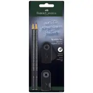 Faber-Castell: Zestaw 4 czarnych ołówków grafitowych GRIP Sparkle z gumką i temperówką