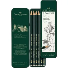 Faber-Castell: Zestaw 6 ołówków grafitowych Castell 9000 w metalowym pudełku zdjęcie 2