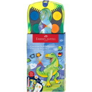 Faber-Castell: Zestaw farb akwarelowych Connector 12 sztuk z łączonymi paletami, z motywem dinozaurów