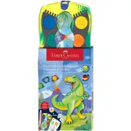 Faber-Castell: Zestaw farb akwarelowych Connector 12 sztuk z łączonymi paletami, z motywem dinozaurów