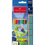 Faber-Castell: Zestaw kolorowych kredek Grip z dinozaurami, 10+3 sztuki