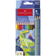 Faber-Castell: Zestaw kredek kolorowych z dinozaurami, opakowanie 10+3 sztuk