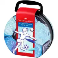 Faber Castell: Zestaw pisaków Connector z motywem piłkarskim, 33 sztuki w metalowym pudełku