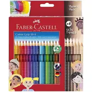 Faber-Castell: zestaw kredek GRIP 24 sztuk z 6 kredkami w kolorze ciała