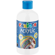 Farba akrylowa biała 250 ml - Carioca