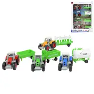Farm World: zestaw składający się z 4 traktorów rolniczych z przyczepą w skali 1/64.