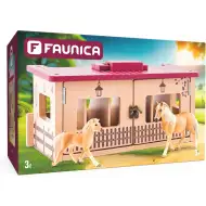 Faunica: Zestaw do zabawy „Stajnia z końmi” z 3 figurkami koni – Woodyland