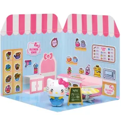 Figurka Hello Kitty Flower Café z domkiem do ozdabiania naklejkami - Comansi zdjęcie 3