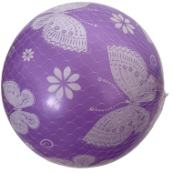 Fioletowa gumowa piłka z motywem motyli, 23 cm