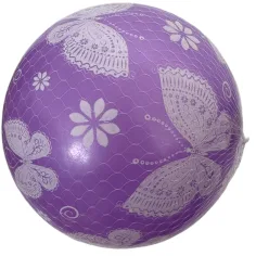 Fioletowa gumowa piłka z motywem motyli, 23 cm