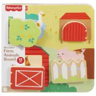 Fisher-Price: Wood drewniana farma z okienkami - zabawka rozwijająca umiejętności - Mattel
