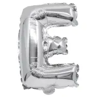 Folia balon w kształcie litery – litera E, srebrny kolor, 32cm