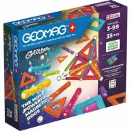 Geomag Glitter panele – brokatowe magnetyczne klocki konstrukcyjne, zestaw 35 elementów
