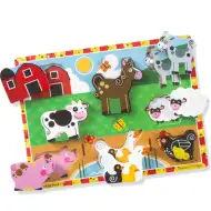 Gruba drewniana układanka w kształcie zwierząt z farmy z 8 elementami - Melissa &amp; Doug