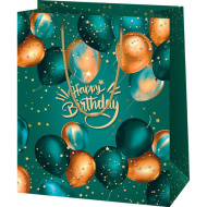 Happy Birthday duża ekskluzywna zielona torba prezentowa 26x13x33 cm
